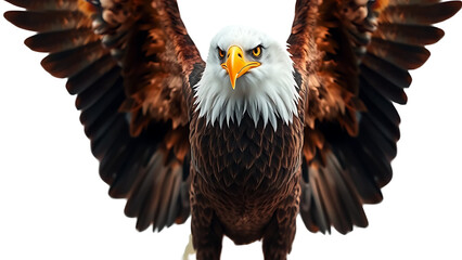 Powerful Bald Eagle with Spread Wings isolated on transparent background.