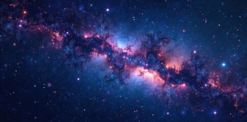 Naklejka premium Celestial canvas with stars twinkling in dark space, celestial, galaxy, universe