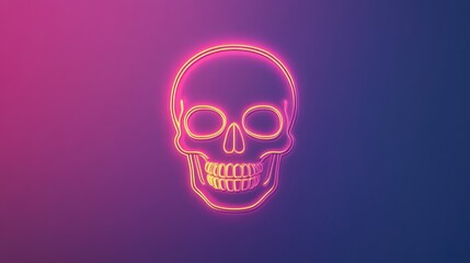 Fototapeta premium Neon Skull Design with Vibrant Pink and Purple Background for Halloween or Gothic Themes, Perfect for Creative Projects and Graphic Designs