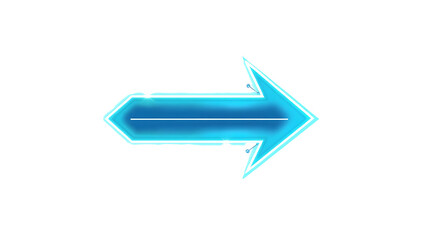 Blue Neon Arrow Graphic isolated on transparent background.