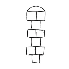 Hopscotch game isolated on white background. Children playground outdoor entertainment. Vector pencil drawn illustration.
