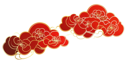 Asian and Chinese style elegant red clouds isolated on white background
