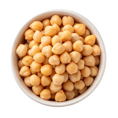 Chickpeas peas vegetable vegetables from above bowl isolated on white