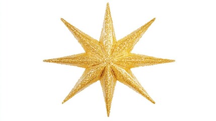 **"Christmas Decoration: Brocaded Gold Star Isolated on White and Transparent PNG Background"**Here is the arranged tag with commas:
