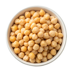 Chickpeas peas vegetable vegetables from above bowl isolated on white