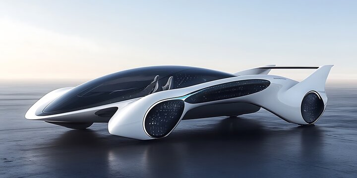 A futuristic vehicle design with sleek lines and innovative features