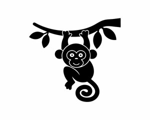 creative details Monkey Hanging from a Tree Icon vector illustration