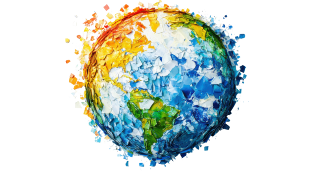 abstract painting of the earth globe on white background