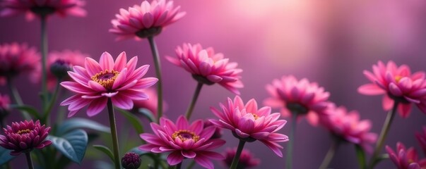 Fototapeta premium Muted pink & purple chrysanthemums, mauve smoky autumn backdrop, image, elegant
