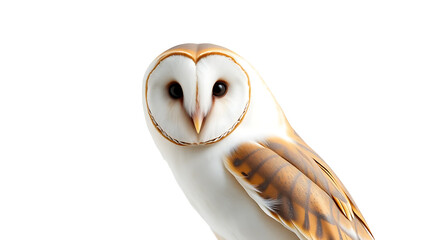 Stunning Barn Owl with Beautiful Features isolated on transparent background.