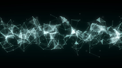 Global network connections. Abstract neural networks cyberspace. Futuristic grid artificial intelligence. Technology cyber dynamic. 3D rendering.