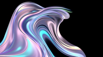 Obraz premium Iridescent Liquid Abstract Art: 3D Render of Flowing, Shimmering Colors