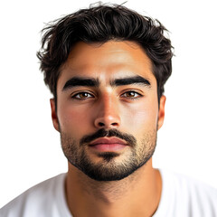 Fototapeta premium A Man with Focused Expression Staring Straight Ahead Isolated on Transparent Background