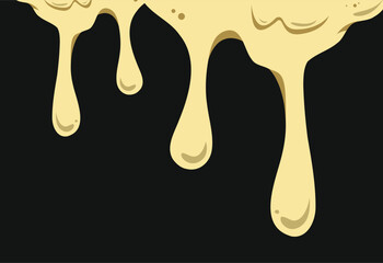 Illustration of a dripping yellow paint on a black background - vector