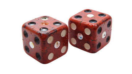 Red Dice with Unique Dots isolated on transparent background.
