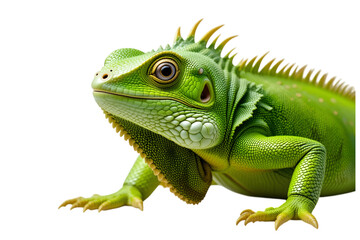 Fototapeta premium Vibrant Green Lizard with Detailed Scales and Expressive Eyes