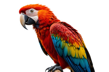 Obraz premium Vibrant Scarlet Macaw Perched on Branch with Colorful Feathers