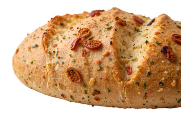 Freshly Baked Garlic Bread with Herbs and Toasted Nuts on Surface