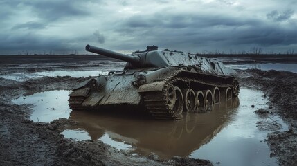 tank stuck in mud wwii relic military vehicle war history