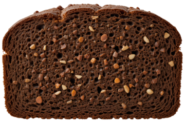 Freshly Baked Dark Bread with Nuts and Seeds Slice Close-Up