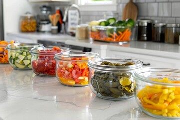 Freshly chopped vegetables in clear box