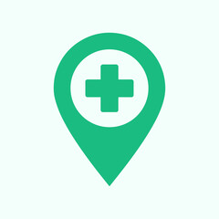 Fototapeta premium Green Medical Location Pin Icon for Healthcare Services
