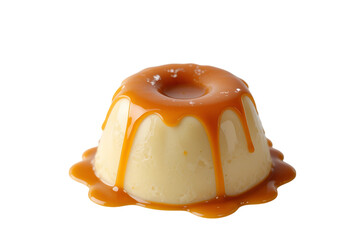 Creamy Flan with Caramel Drizzle on Transparent Background