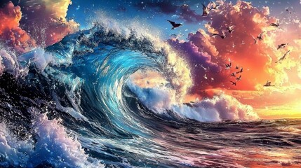 The dynamic ocean creates a stunning visual spectacle.
