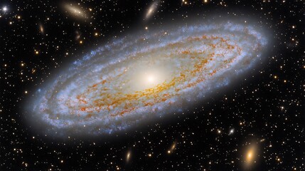 Obraz premium A Stunning Spiraling Galaxy Surrounded by a Starry Dark Night Sky