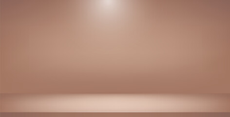 Studio brown background with step. Light neutral warm wall product room. Minimal pastel table scene. Empty desk stage for cosmetic presentation. Vector mocha mouse gradient illustration.
