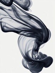 Abstract Dark Ink Swirl for White Background.