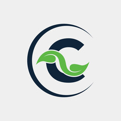 C Letter With Minimalist Leaf Logo