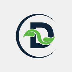 D Letter With Minimalist Leaf Logo