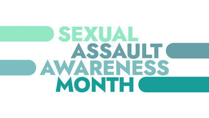 Sexual Assault Awareness Month colorful text typography on white or black background banner illustration great for wishing and celebrating awareness for Happy Sexual Assault Awareness Month