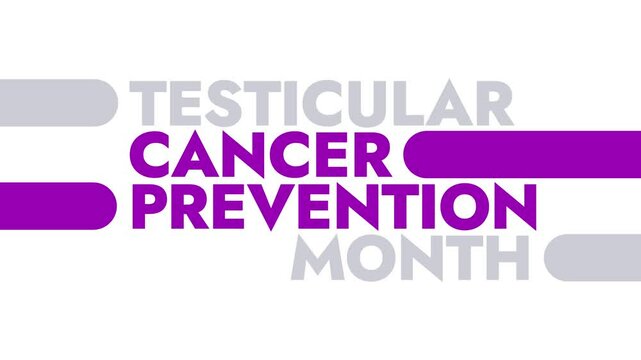 Testicular Cancer Awareness Month colorful motion graphics seamlessly loopable text animation on a white or black background for celebrating awareness for testicular cancer