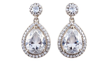 Pear-Shaped Crystal Earrings with Halo Setting