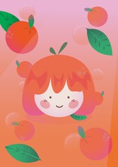 Orange Fruit Girl Series Gradient Art