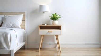 Minimalist Bedroom Interior with Nightstand