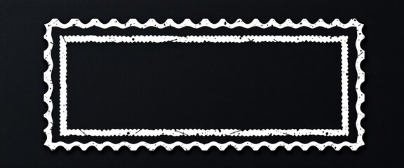 Black postage stamp frame, zigzag border, vector illustration, simple, geometric