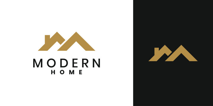 Modern house roof real estate logo vector design