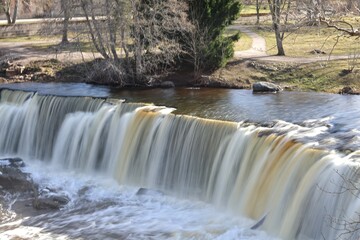 Fototapeta premium timelapse of a wide waterfall on one level