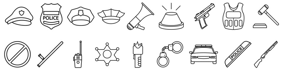 Police icon vector set. Law illustration sign collection. Justice symbol or logo.