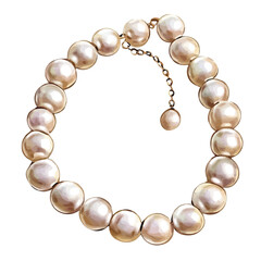 watercolor of Vintage Pearl Necklace, isolated on a white background.