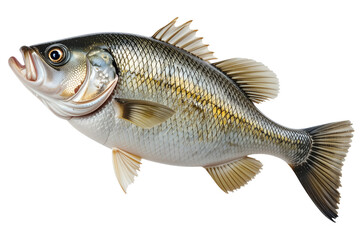 Fototapeta premium Detailed Portrait of a Freshwater Bass Fish on Transparent Background