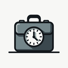 Briefcase with clock illustration on light background