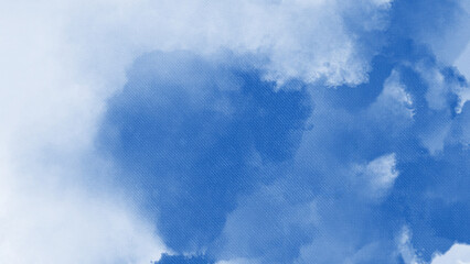 Blue watercolor wash with cloud-like textures and soft blending. Abstract background with a dreamy, ethereal feel. Ideal for designs needing a light, artistic touch.