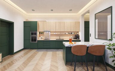 Modern open-plan kitchen and living room