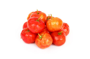 Acerola сherry or Barbados cherry isolated on white background
