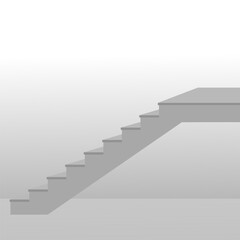 Minimalist abstract staircase design, featuring a series of floating steps forming a geometric zigzag pattern. The artwork has a monochrome color scheme with soft shadows