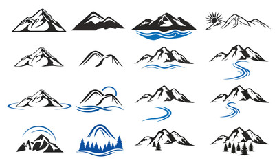 mountain silhouette icon vector